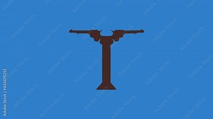 T letter pistol logo in shape with royal blue background