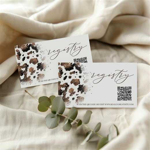 Cow Print Bridal Registry Card: Editable QR Code Template, Rustic Cowgirl Wedding Shower (digital Download) 421 - Etsy
