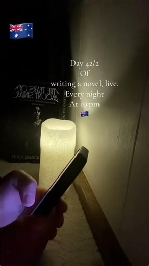 Day 42 of writing a novel, live. Quiet writing session. You see a book being born into this world