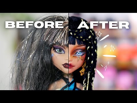 REVAMPING OLD DOLLS | CLEO DENILE MONSTER HIGH | Doll repaint and customisation [relaxing] | etellan