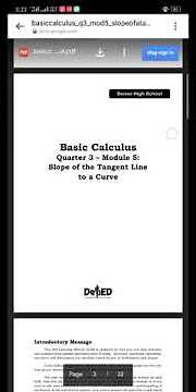 Basic Calculus Quarter 3 - Module 5: Slope of the Tangent Line to a Curve Answer Key