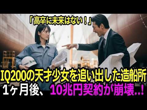 「高卒に未来はない！」とIQ200の天才少女を追い出した造船所の会長の息子。1ヶ月後、10兆円契約が破棄され涙の土下座…！【感動する話】【朗読】