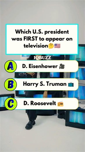 🤯 “History meets technology!”which US President was first to appear on television#amercia #usaquiz