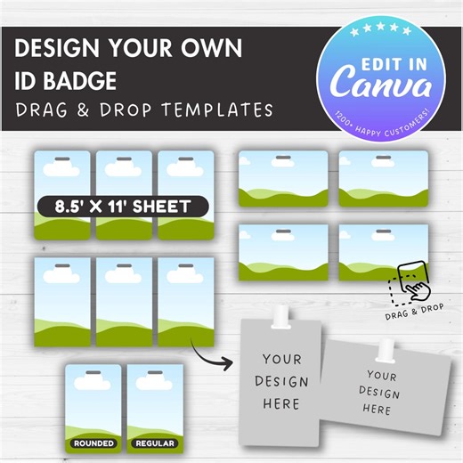 ID Badge Editable Canva Template, Name ID Badge, Drag and Drop, Staff Access Card, Printable Identification Card, DIY Employee Badge - Etsy