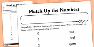 Counting In French 1-10 Matching Words and Digits Worksheet