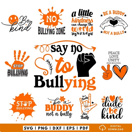 Unity Day SVG Bundle, Anti Bullying Shirt SVG, Be Kind School SVG, Stop Bullying Designs, Orange Shirt Day Svg, Classroom Cricut Files - Etsy Australia