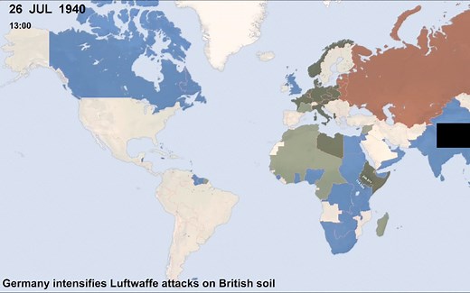 【历史地图】第二次世界大战战线变化图:每月(1939.8～1945.10)「World War II」