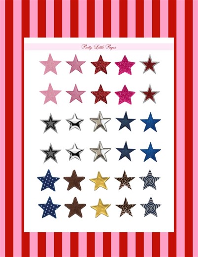 Star Sticker Sheet | Glitter, Metallic, Textured | Junk Journal Planner Stickers - Etsy