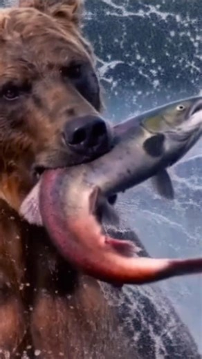 Grizzly bear 🧸 killing fish 🐟 #shorts