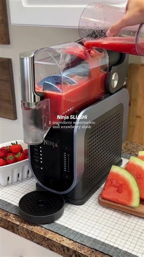 2 ingredient watermelon & strawberry slush using the Ninja SLUSHi! 🍉🍓