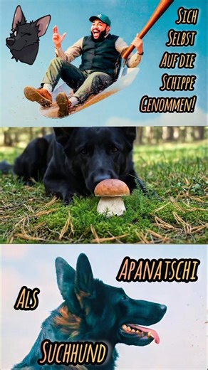 Making fun of himself 🪏! Apanatschi as a search dog 😉 #dog #humor #germanshepherd