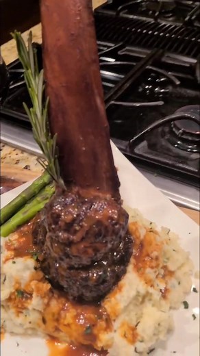 Braised Beef Tomahawk Short Rib in Rich Red Wine Sauce