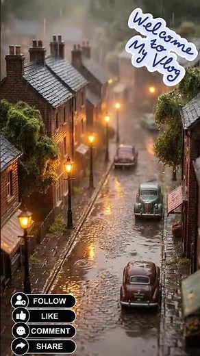 Rainy Evening in a Miniature Town | Cozy Ambience & Cinematic Rain Sounds 4K