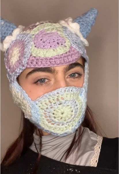 this type of balaclava is what i started my hat journey with ! super happy with how it turns out :) #crochet #handmade