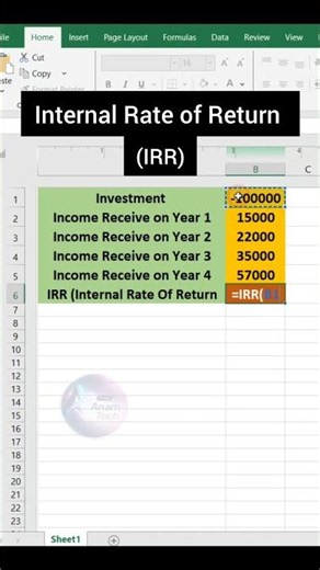 Internal Rate of Return (IRR) #excel #exceltips #exceltricks #exceltutorial #shorts #trending