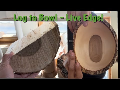 Woodturning - Log to Bowl w/ Live Edge !!