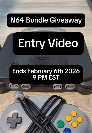 🎮 N64 BUNDLE GIVEAWAY 🎮 Refurbished, repaired, region unlocked, cleaned, & tested OEM controller with a tight joystick ✅ 1 legendary N64 game included! Watch the video to learn how to enter up to 6 times! Winner announced LIVE in 1 week. Good luck 🤝 #N64 #RetroGaming #Giveaway #Nintendo64 #Bundle