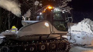 Warming up the Prinoth Bison for tonight’s grooming See you on the trails | Alger County SORVA