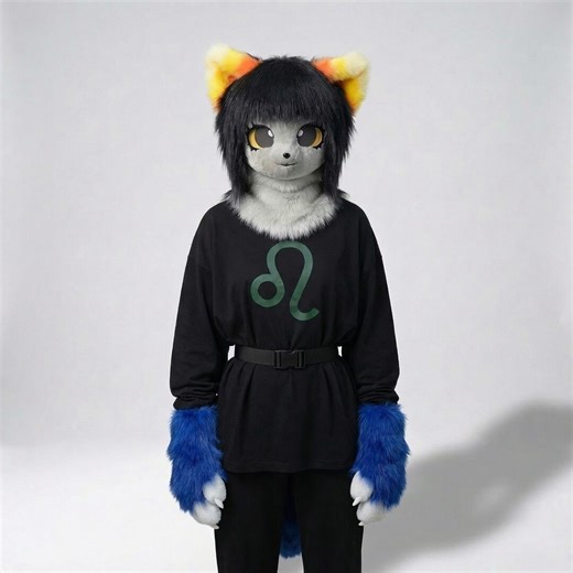 Nepeta Leijon Cosplay Fursuit Partial - Kigurumi Cat Head Paws Tail Shirt Set - Black Toony Furry Costume for Anthrocon Halloween Mask Lily - Etsy