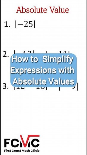 How to Solve Absolute Value Expressions #shorts #firstcoastmathclinic #absolutevalue