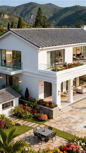 Elegant White 2-Story Garden House | Modern Luxury Home Design #modelbuilding #architecture #home