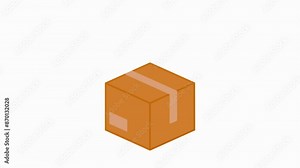 Parcel care standard step of delivery service in icon animation. unboxing package . seamless loop animation. 3d simple concept.