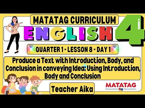 MATATAG English 4 Grade 4 Quarter 1 Lesson 8 Day 1 Using Introduction, Body, and Conclusion