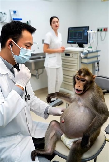 Doctor tries to help pregnancy monkey #monkey #monkeylover ##baby #pregnant #secure