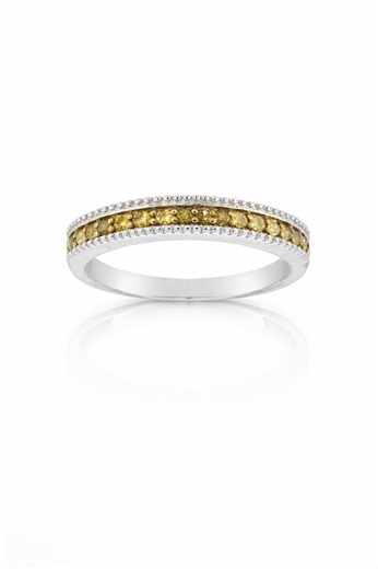 925 Sterling Silver Canary Yellow Diamond Ring 0.25ct Milgrain Band Sz 5-10