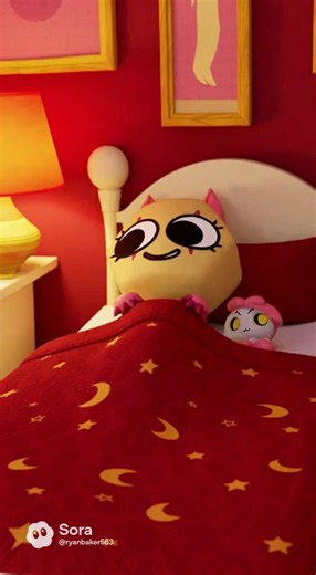 Scraps is sleeping peacefully in her red and yellow-themed bedroom and Scraps starts to have a really bad nightmare about herself being a cat while she is keeps on missing the red dot laser multiple times.
