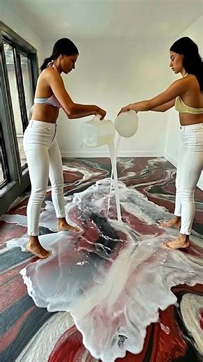 Luxurious bedroom with emerald Red epoxy flooring 💖✨