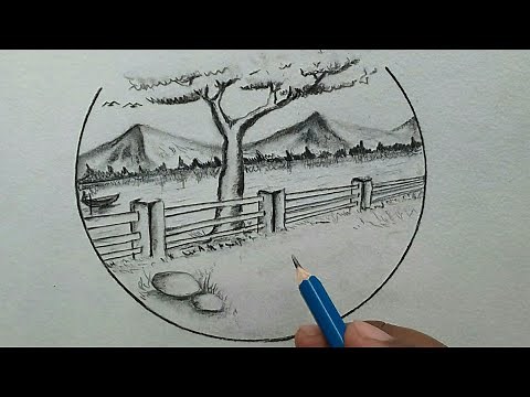 How to draw beautiful scenery of nature for beginners / easy drawing
