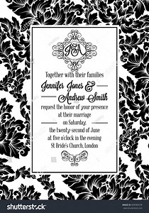Damask Pattern Design Wedding Invitation Black Stock Vector (Royalty Free) 669989278 | Shutterstock