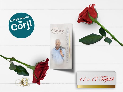 Simple Trifold Funeral Program Template - Etsy Canada