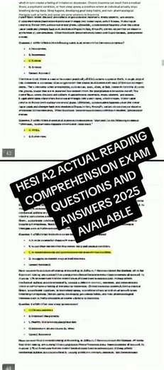 HESI A2 READING Questions & Answers 2025 – Good luck future nurse