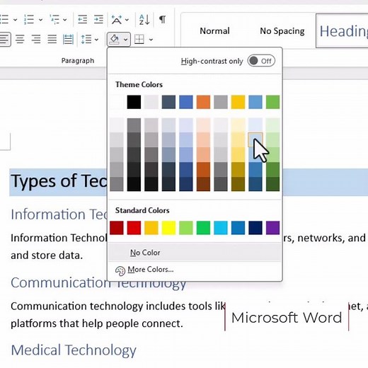 Microsoft Word Match Style to Heading
