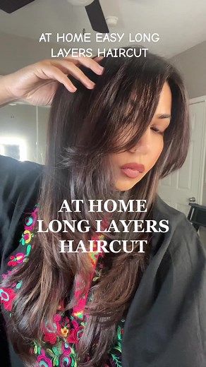 At Home Easy Long Layers Haircut! Try at your own risk ⚠️ 😆 #diyhaircut #howtocutlayers #homehaircut #hairtok #haircuttutorial #longlayers #layershaircut #layers #butterflycut