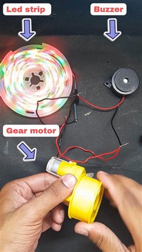 science project with gear motor one buzzer and one stripe light #motor #diy #shorts