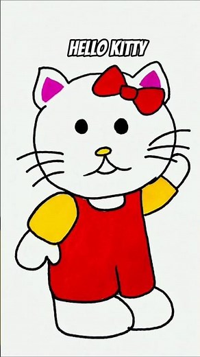 Easy Hello Kitty Drawing 🐱 | Cute Cartoon Drawing ideas 💡| Step by Step #shorts #ytshorts #viral