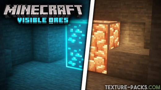 Visible Ores Texture Pack 1.21.10 / 1.21.9 / 1.21.8 | Download