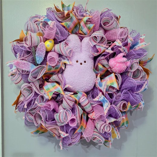 Easter Peep 26inch Colorful Mesh Wreath - Etsy