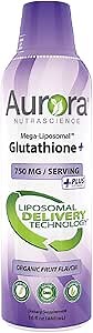 Vida Lifescience Aurora Nutrascience, Mega-Liposomal Liquid Glutathione + Vitamin C, Antioxidant, Immune System Support, 750 mg per Serving,16 fl oz (480 mL)
