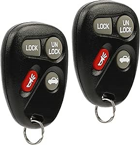 USARemote 2 Keyless Entry Remote Key Fob - 4 Button, Black, ABS Material, Car Compatible