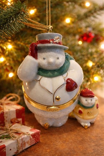 Lenox Snowman Vintage Christmas Ornament Porcelain Trinket Box Figurine Holiday Decor Christmas Tree Gold Trim Collectible Gift EB9 - Etsy