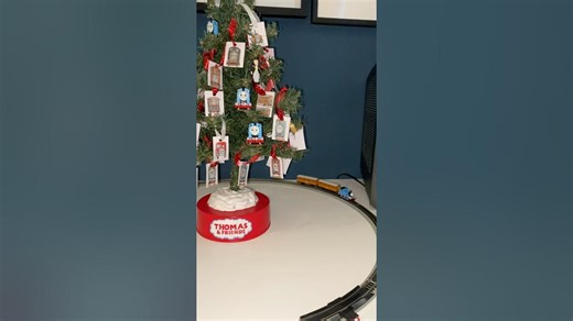 Bachmann N scale Thomas running around the Christmas tree with Annie and Clarabel