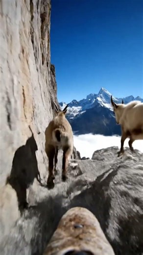 THEY HAVE ZERO FEAR! 😱 High-Altitude Mountain Goats #shorts #goat #viral