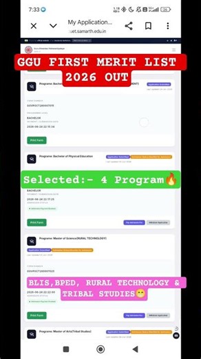 GGU PG 2026 MERIT LIST|| GGU MERIT LIST SELECTED AS 4 PROGRAM