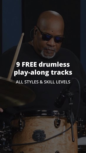 Stop practicing with cheesy MIDI tracks. Get 9 professionally recorded, drumless play-alongs — FREE. Perfect for testing your timing, creativity, and groove. Click “Learn More” to grab your free pack. | Drumeo