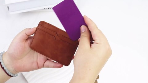 Magic Wallet, Money Clip Wallets for Men with 3 Card Slots and Zipper Pocket, Ultra-Thin Double Fold Minimalist Wallet for Men (Brown-B)