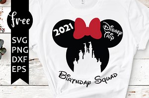 Birthday squad svg free, disney svg, minnie svg, instant download, silhouette cameo, shirt design, bow svg, free vector files, dxf 0995